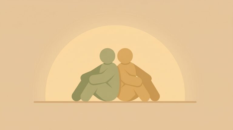 Two figures sheltered beneath an arc of golden light, illustrating emotional safety in relationships