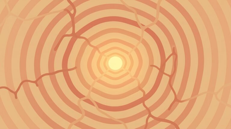 Abstract ripples and branching lines with a golden pulse, illustrating how trauma rewires the brain