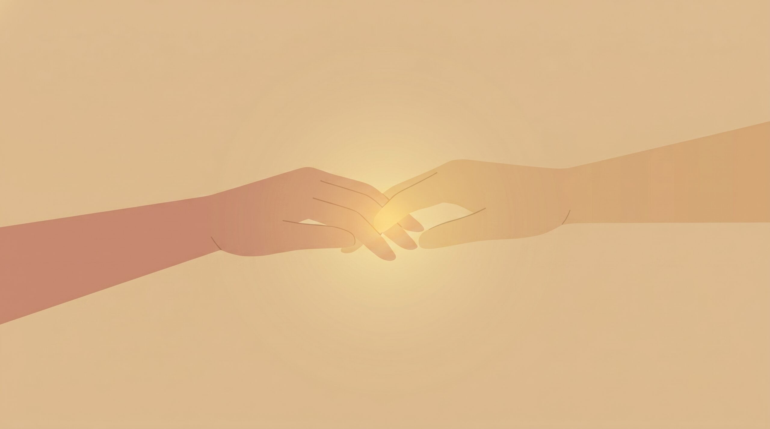 Two hands meeting with a golden glow at the point of contact, illustrating the power of touch in relationships