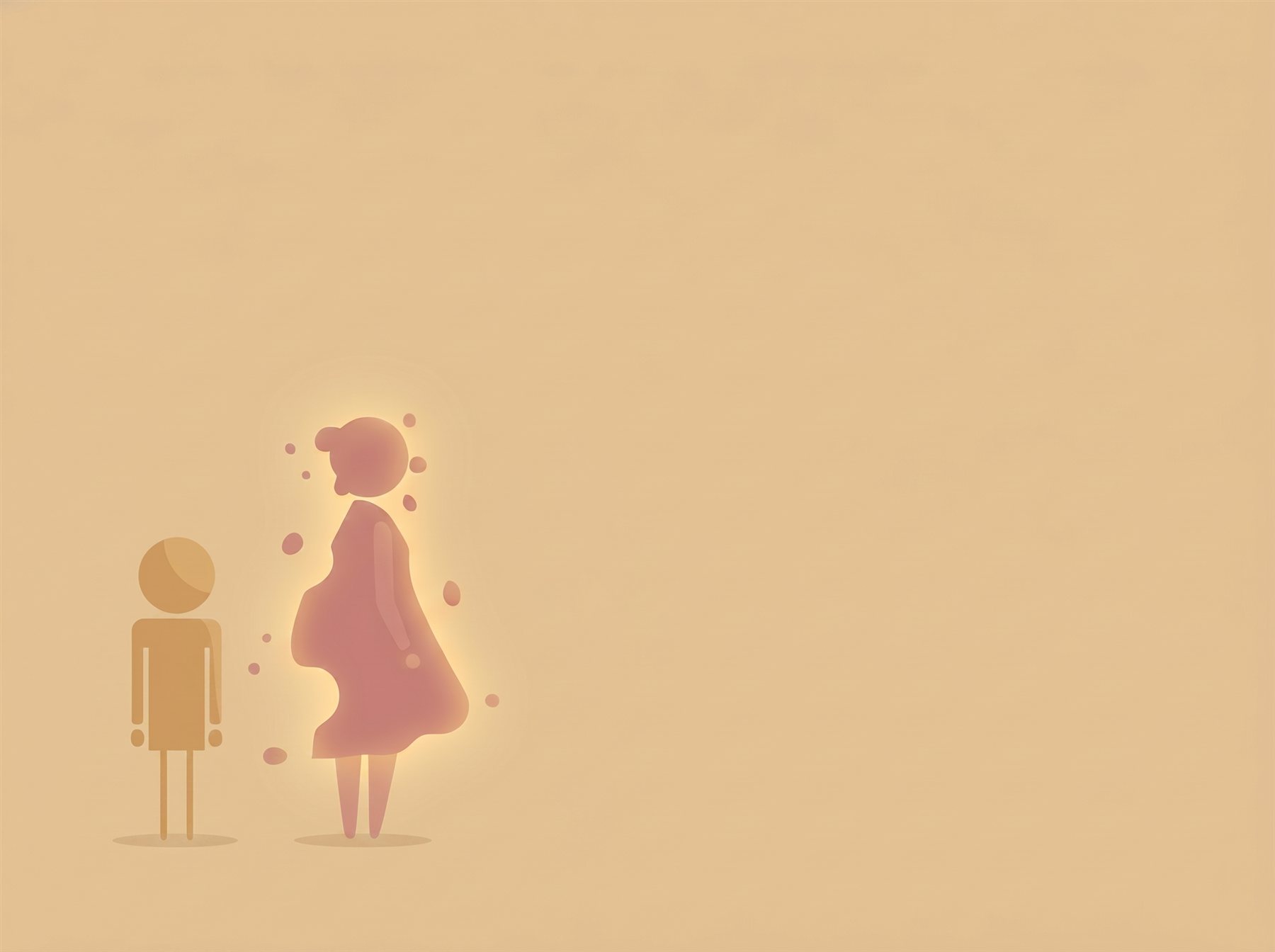 A small figure beside a large faded distant figure, evoking adult children of emotionally immature parents