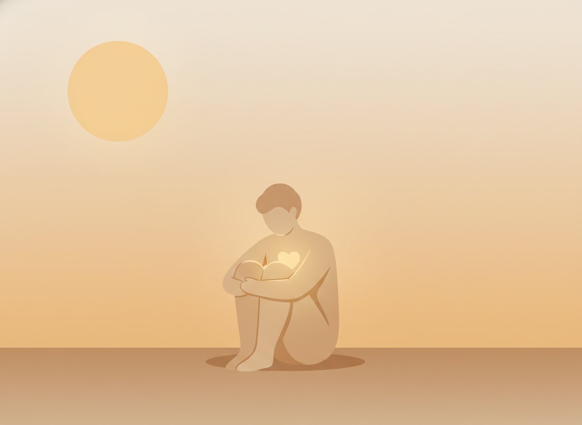 Minimal illustration of an overwhelmed partner going quiet, the inner side of stonewalling in marriage